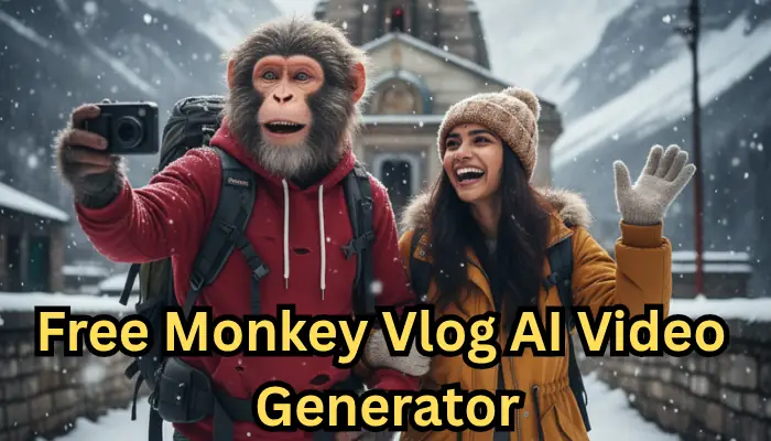 Monkey Vlog AI Video Generator powered by Google Gemini Veo 3 creating creative monkey-themed videos effortlessly.
