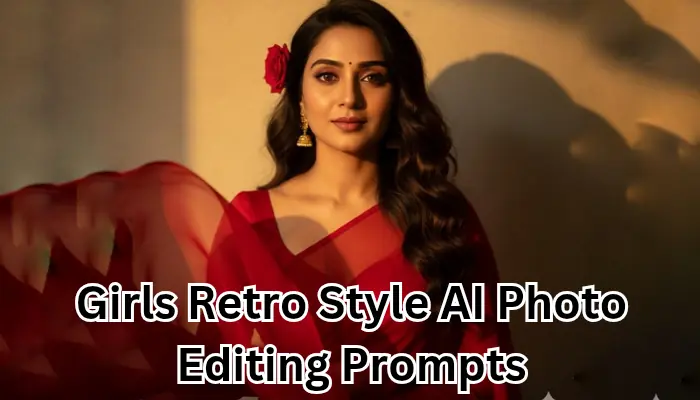 Girl in retro-style saree AI photo generated with Google Gemini prompts, Gemini Retro Saree Prompt