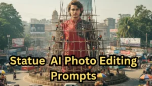 A realistic 3D statue-style image created using Google Gemini Statue AI Photo Prompt, showcasing a person transformed into a detailed statue structure.