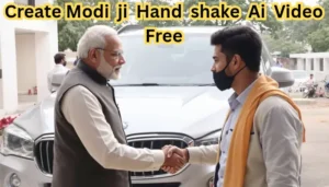 Viral Modi Ji Hand Shake AI Video Generator:- AI-generated image of Prime Minister Narendra Modi getting out of a BMW car and shaking hands with a boy.