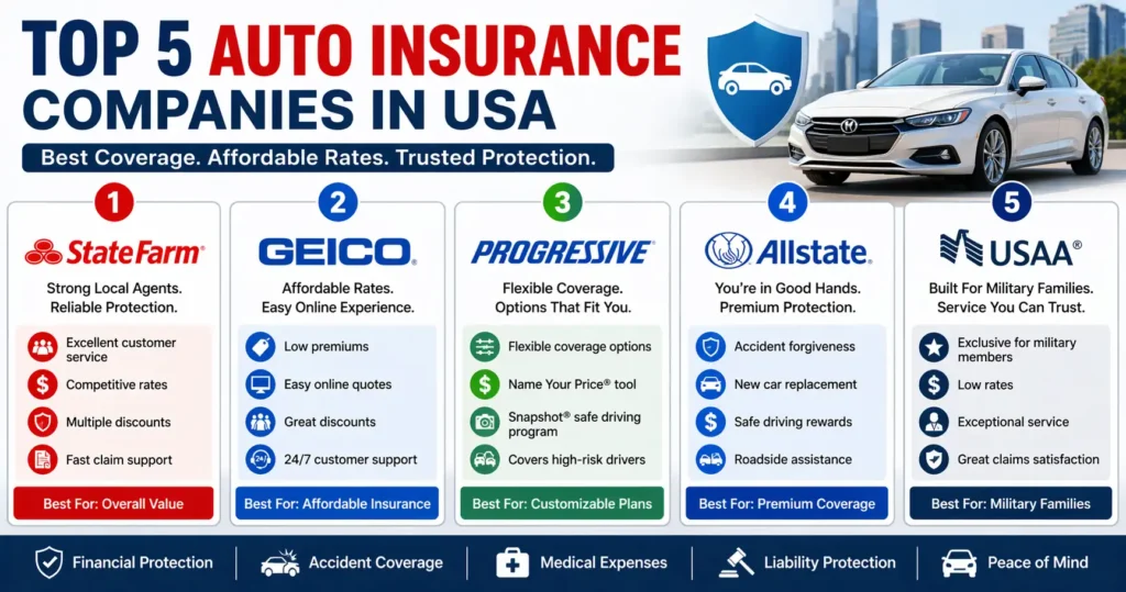 Top 5 auto insurance companies in USA