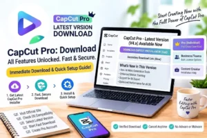 CapCut Pro app update screen showing latest version download